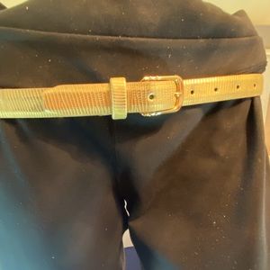 Gold Bonded Metallic Leather Belt 3/4” Wide 30-34"